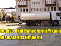 Belediye okul bahçelerini temizliyor